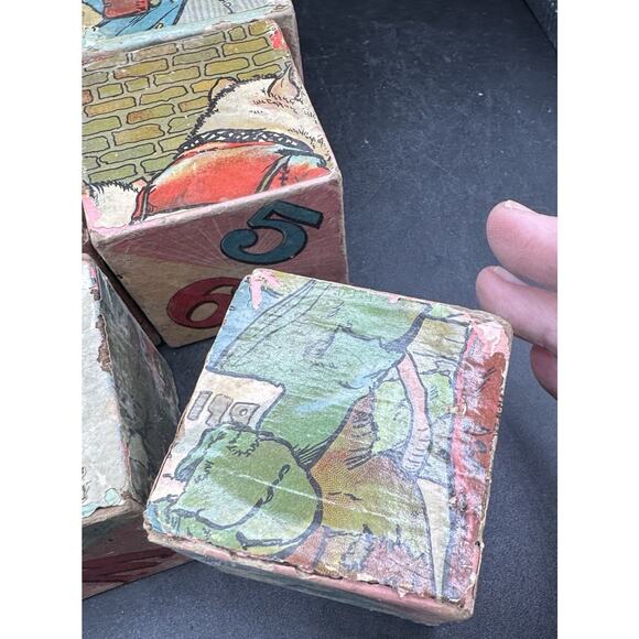 Victorian 1800’s Vtg German Six Sided Wooden Block/Cube Puzzle Blocks - Picture 6 of 12